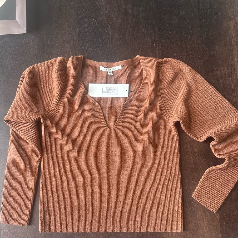 Veronica Beard Brown V-Neck Sweater